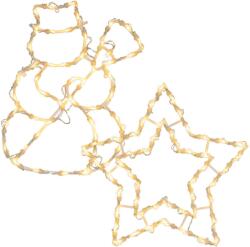  Ablak dekoráció csillag+ hóember meleg fehér (XI11333_SL2)