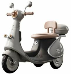 Flippy Háromkerekű elektromos Flippy motorkerékpár, Akkumulátortöltés, Felborulásgátló, Fények, Hangok, 6V 7Ah akkumulátor, Távirányító, 95x67x36cm, szürke