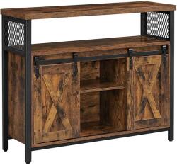 LEOBERT Rustik barna tolóajtós komód állítható polcokkal és acél vázzal (model_2087_1)