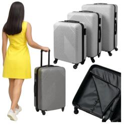 Trizand 3 részes gurulós bőröndkészlet, ABS, szürke, 4 kerekű, S-M-L (00026662)