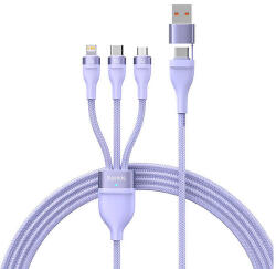 Baseus Flash Series 2, 3 az 1-ben USB Kábel , USB-C / micro USB / Lightning, 100W, 1.5m Lila (CASS