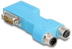 Delock D-Sub 9 apa és anya - M12 apa és anya 5 tűs A-kódú CAN busz, 90 -ban osztó, kék (60666)
