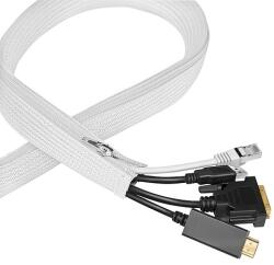 LogiLink Kábelhüvely cipzárral, Poliészter, O 50 mm, fehér, 5 m (KAB0091)