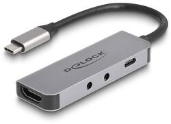 Delock USB Type-C adapter - HDMI 4K 60 Hz és fejhallgató, valamint mikrofonhoz port + USB Type-C csatlakozó PD 95 W (61064) - dellaprint