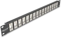 Delock 19 16 portos fekete Keystone Patch Panel 1U (66758)