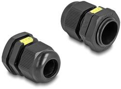 Delock M20 kábel tömlőszelence ventillációval, IP68 por és vízhatlan fekete 2 db. (60616)