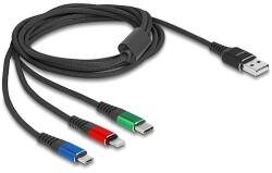 Delock USB töltő kábel 3 az 1-A-típusú apa Lightning -, Micro USB- és USB Type-C csatlakozáshoz 3-színű 2 m (90156) - dellaprint