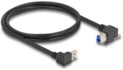 Delock USB 5 Gbps kábel A-típusú USB apa 90 -ban lefelé hajlított B-típusú USB apa csavarral 90 -ban jobbra hajlított 1 m fekete (80481)