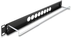 Delock 19 D-típusú patch panel húzásmentesítéssel és 8 porttal középen 1U fekete (67060)