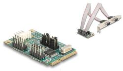 Delock Mini PCIe I/O PCIe teljes méretű 2 x soros RS-232 tápfeszültséggel 5 V / 12 V (95276)