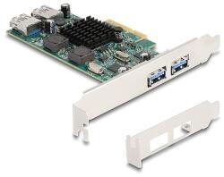 Delock PCI Express x4 kártya - 2 x külső USB 5 Gbps A-típusú és 2 x belső USB 5 Gbps A-típusú kettős csatorna - alacsony profilú formatényező (90282)