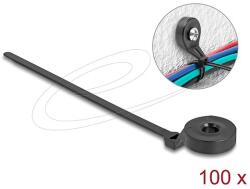 Delock Kábelkötöző szorító fűzőlyukkal Hx 180 x Sz 6 mm, 100 darab fekete (18915)