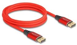Delock DisplayPort kábel 16K 60 Hz 2 m piros fém (80632) - dellaprint