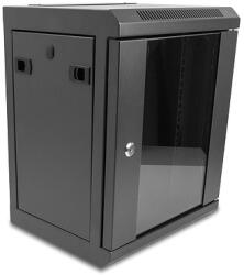 Delock 10 hálózati szekrény üvegajtóval 8U fekete (43418) - dellaprint
