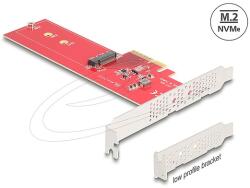 Delock PCI Express 5.0 x4 Kártya - 1 x belső NVMe M. 2 aljzattal, M nyílással - alacsony profilú formatényező (90889)