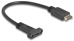 Delock USB 10 Gbps kábel E-típusú A kulcs USB 20 tűs apa - USB Type-C panel-rögzítős anya 25 cm (85454)