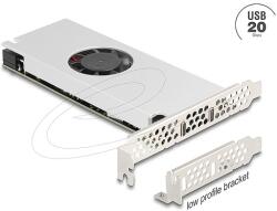 Delock PCI Express x16 kártya - 2 x USB 20 Gbps USB Type-C csatorna ventilátorral és hűtőpárnával alacsony kialakítású faktorban (90805)