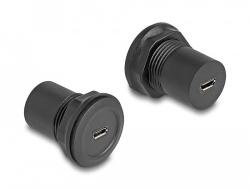 Delock USB 2.0 Micro-B-típusú USB 2.0 Micro-B-típusú beépített csatlakozóval fekete (66743)