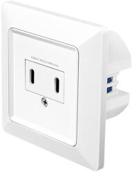 LogiLink Fali aljzat, 2x USB-C, 25 W, PD, Beépítési mélység: 35 mm, fehér (PA0332)