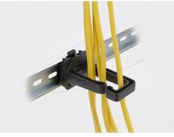 Delock Kábeltartó 70 x 24 mm méretű DIN sínhez kapcsoláshoz felszerelő lemezzel fekete (90769)