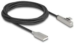 Delock Kábel USB 2.0 A-típusú apa - USB Type-C apa hajlított, LED fénnyel és gyors töltő funkcióval 60 W 2 m (80767)