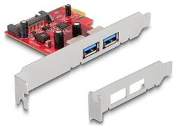 Delock PCI Express x1 Kártya -2 x külső USB 5 Gbps A-típusú hüvely - alacsony profilú (90155)