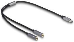 Delock Fejhallgató adapter USB Type-C apa DAC 24 Bit / 96 kHz Hi-Res - 2 db. 3, 5 mm-es, 3 tűs sztereo jack anya (66616) - dellaprint