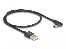 Delock USB 2.0 kábel A-típusú csatlakozódugó - USB Type-C csatlakozódugó, ívelt, 0, 5 m, fekete (80029) - dellaprint