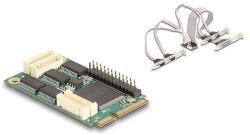 Delock Mini PCIe I/O PCIe teljes méretű 4 x soros RS-232, 1 x párhuzamos (95279)