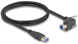 Delock USB 5 Gbps kábel A-típusú USB apa egyenes B-típusú USB apa csavarral 90 -ban felfelé hajlított 1 m fekete (80480)