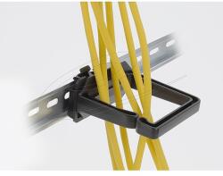 Delock Kábeltartó 70 x 70 mm méretű DIN sínhez kapcsoláshoz felszerelő lemezzel fekete (90770)