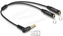 Delock Hangmegosztó sztereo jack apa 3, 5 mm - 2 x sztereo jack anya 3, 5 mm 4-tűs hajlított (66242) - dellaprint