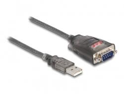 Delock Adapter A-típusú USB 2.0 - 1 x soros RS-232 D-Sub 9 tűs apa anyacsavarokkal, 3 db. LED-del 0, 2 m (61412)