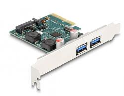 Delock PCI Express x4 Kártya - 2 x külső USB 10 Gbps A-típusú anya - alacsony profil (90106)
