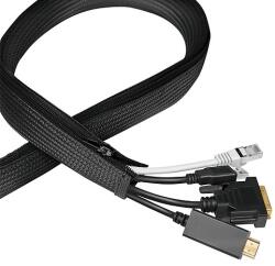 LogiLink Kábelhüvely cipzárral, Poliészter, O 30 mm, fekete, 5 m (KAB0082)