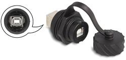 Delock USB 2.0 B-típusú kábel csatlakoztató anya anya installálásra IP68 por és víz elleni védő bajonettzá kalappal fekete (88004)