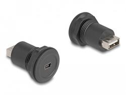 Delock USB 2.0 Mini-B-típusú USB 2.0 A-típusú beépített csatlakozóval fekete (66742) - dellaprint