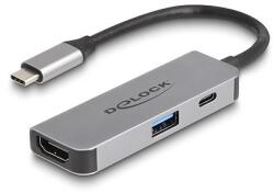 Delock USB Type-C adapter 4K 60 Hz s HDMI-hez A- és USB Type-C PD 95 W porttal (61063)