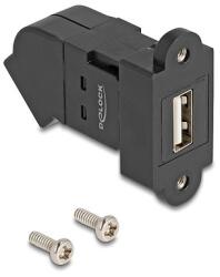 Delock USB 2.0 A-típusú panel tartó anya A-típusú anya 45 -ban hajlított fekete (67150)