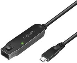 LogiLink USB 3.2 Gen2 kábel, USB-C/M-USB-C/F, erősítő, fekete, 5 m (UA0418)