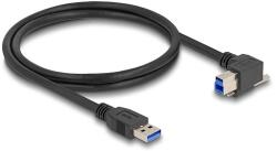 Delock USB 5 Gbps kábel A-típusú USB apa egyenes B-típusú USB apa csavarral 90 -ban jobbra hajlított 1 m fekete (80484)