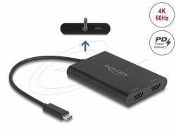 Delock USB Type-C adapter 2 x HDMI 4K 60 Hz-hez DisplayLink grafikával és USB PD-vel (64309) - dellaprint