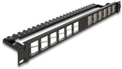 Delock 19 Keystone patch panel 24 porttal hajlított húzásmentesített fekete (67042)