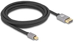 Delock Mini DisplayPort - DisplayPort-kábel 8K 60 Hz 3 m szürke fém retesz nélküli (81093) - dellaprint