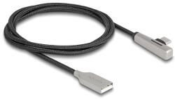 Delock Kábel USB 2.0 A-típusú apa - USB Type-C apa hajlított, LED fénnyel és gyors töltő funkcióval 60 W 1 m (80766)