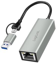 LogiLink USB-C Gigabit Ethernet adapter 2 az 1-ben USB-csatlakozással, szürke (UA0238B) - dellaprint