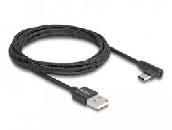 Delock USB 2.0 kábel A-típusú csatlakozódugó - USB Type-C csatlakozódugó, ívelt, 2 m, fekete (80031)
