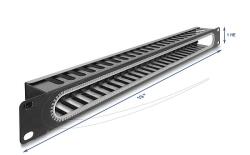 Delock 19 kábel rendező panel nyitási és sarok védelemmel 1U fekete (67277)