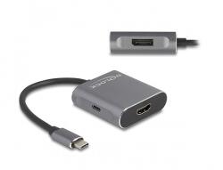 Delock USB Type-C elosztó (DP Alt Mode) - 1 x HDMI + 1 x DisplayPort MST USB Type-C PD-vel (87867)
