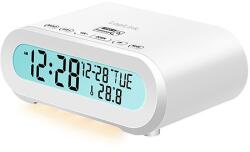 LogiLink Rádiós ébresztőóra, hőmérséklet, páratartalom, elalváskapcsoló, fehér (SC0121W) - dellaprint